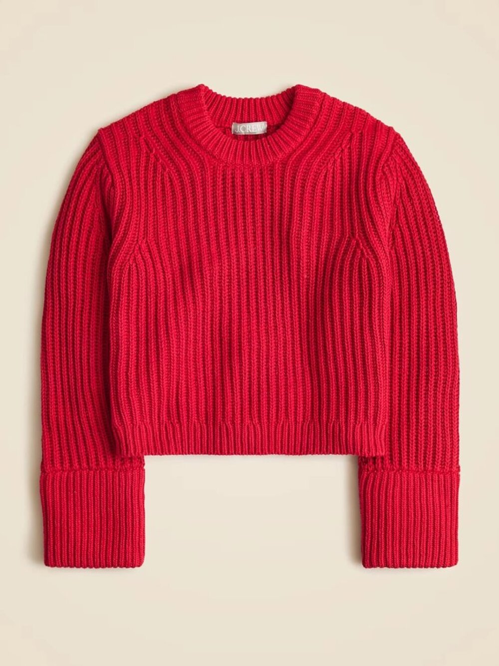 J.Crew Heritage Cotton Fisherman Crewneck Sweater in Racing Red, Size Medium